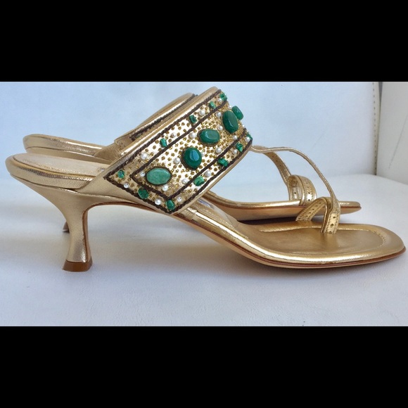 MANOLO BLAHNIK 🥰HP🥰 6.5 7 SHOE SANDAL MALACHITE - Picture 7 of 7